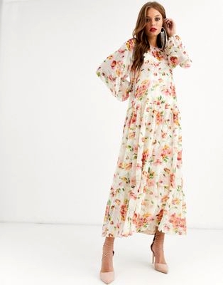 Oversize-платье макси с цветочным принтом