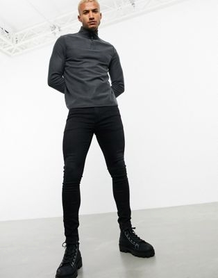 Выбеленные черные джинсы из эластичного