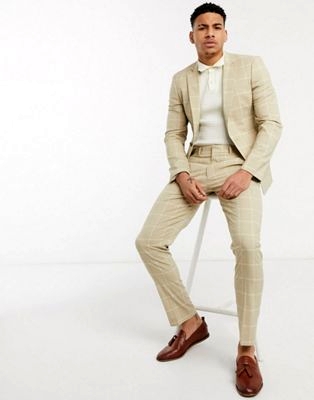 skinny suit with micro check
