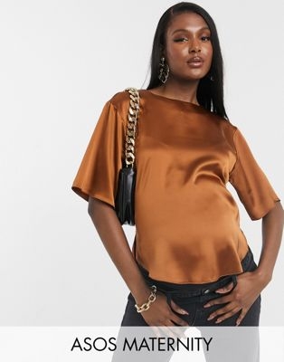 Атласная футболка имбирного цвета Maternity