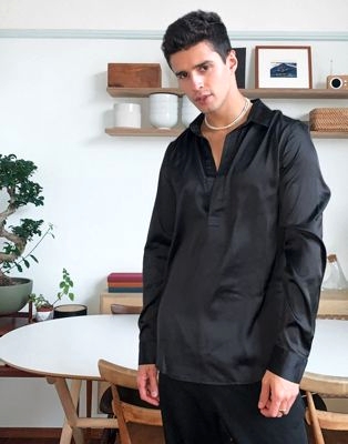 Атласная oversized-рубашка с принтом орла  Якутск