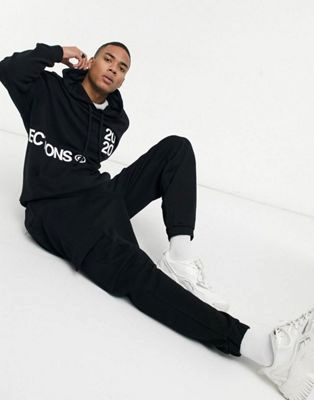 темный комплект в стиле oversized с акцентными принтами Dark Future