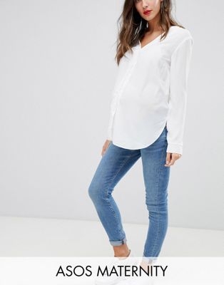Джинсы скинни в винтажном стиле с посадкой под животом Maternity