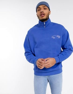Фиолетовый oversized-свитшот с принтом