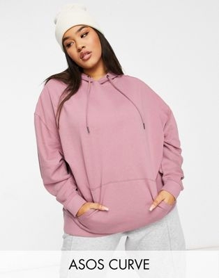 Лиловый oversized-худи бойфренда из органического хлопка Curve