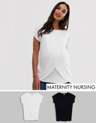 Набор из 2 футболок (черная/белая) Maternity Nursing