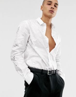 Оксфордская oversize-рубашка со вставками