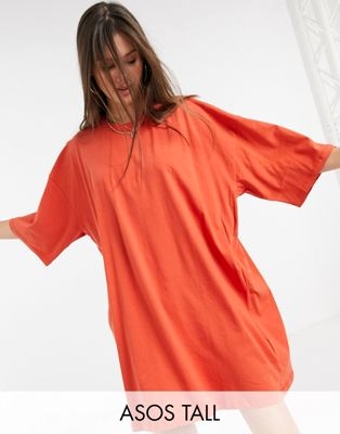 Оранжевое платье-футболка в стиле oversized Tall