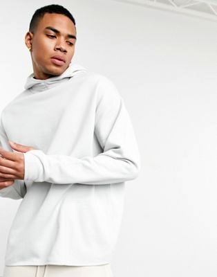 Oversized-худи серого цвета с необработанным краем от комплекта