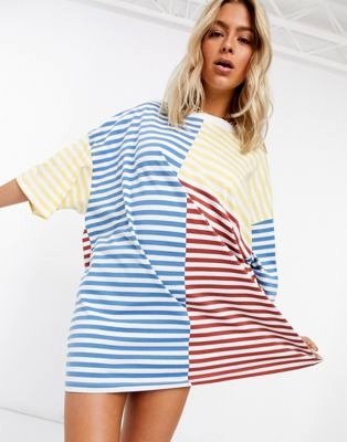 Платье-футболка в стиле oversized в полоску