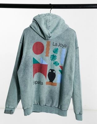 Плюшевый oversized-худи в стиле колор блок с вышивкой 
