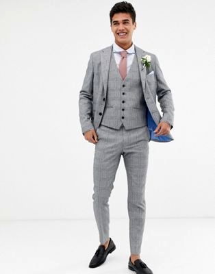 Приталенный пиджак холодного серого цвета с прямым краем wedding