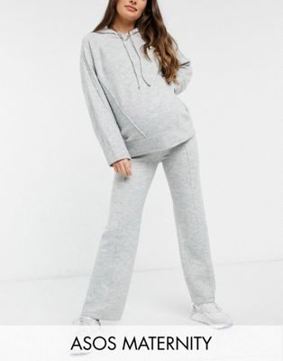 Трикотажный комплект серого цвета из oversized-худи и штанов Maternity