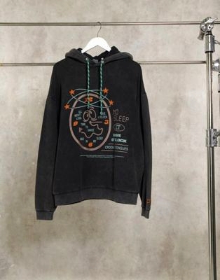 Небесный oversized-худи с необработанным краем