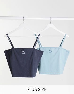Выбеленный темный кроп-топ с логотипом Puma Plus эксклюзивно на