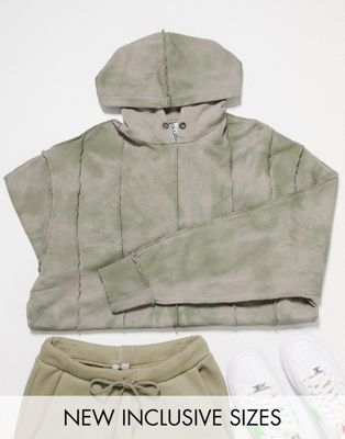 Зеленый oversized-худи зеленого цвета с эффектом кислотной стирки и графическим принтом с испанским колоритом на спине