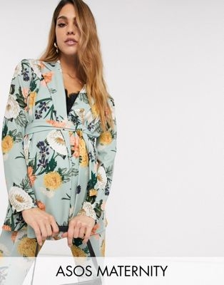 Зеленый трикотажный пиджак с цветочным принтом Maternity