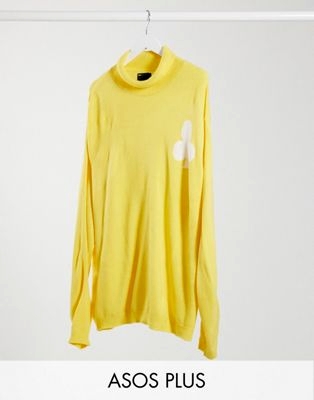 Желтоватый джемпер в стиле oversized с высоким воротником Plus